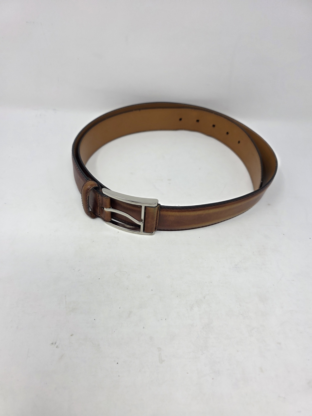 Magnanni Men’s Brown Leather Belt Size 40 Made in Spain Cognac Dress Belt